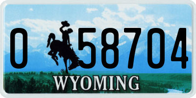 WY license plate 058704