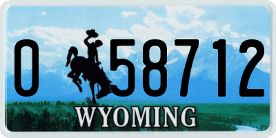 WY license plate 058712