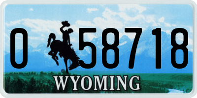 WY license plate 058718