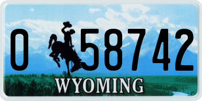 WY license plate 058742