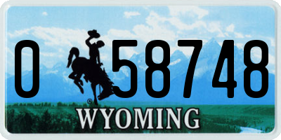 WY license plate 058748