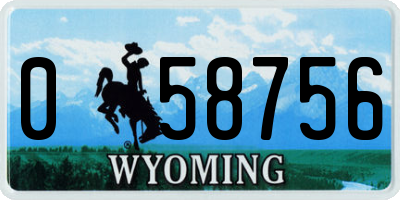 WY license plate 058756