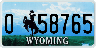 WY license plate 058765