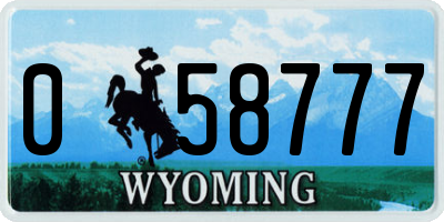 WY license plate 058777