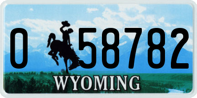 WY license plate 058782