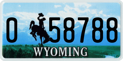 WY license plate 058788
