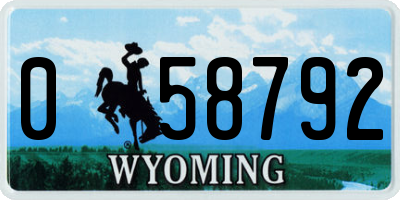 WY license plate 058792