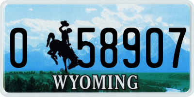 WY license plate 058907
