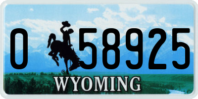 WY license plate 058925