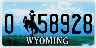 WY license plate 058928