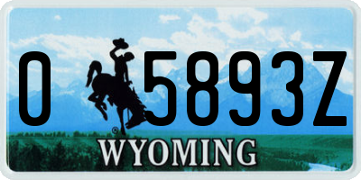 WY license plate 05893Z