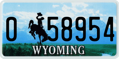 WY license plate 058954