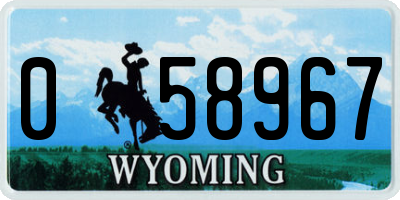 WY license plate 058967