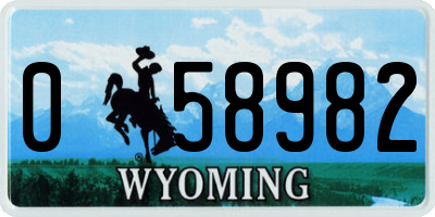WY license plate 058982