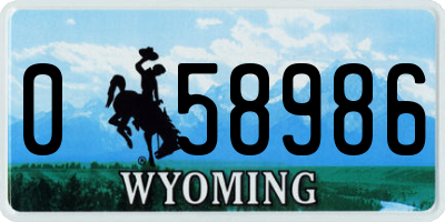 WY license plate 058986