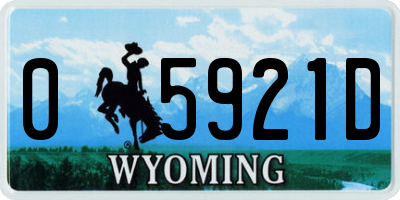 WY license plate 05921D
