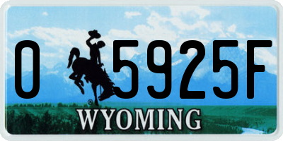 WY license plate 05925F