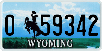 WY license plate 059342
