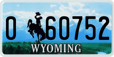 WY license plate 060752