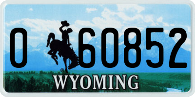 WY license plate 060852