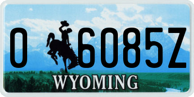 WY license plate 06085Z