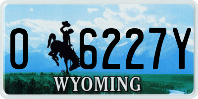 WY license plate 06227Y
