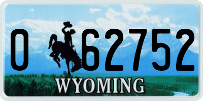 WY license plate 062752