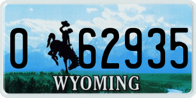 WY license plate 062935