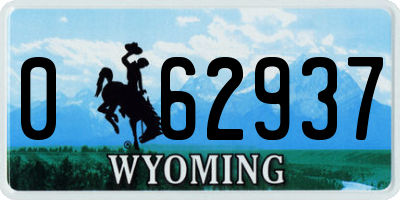 WY license plate 062937