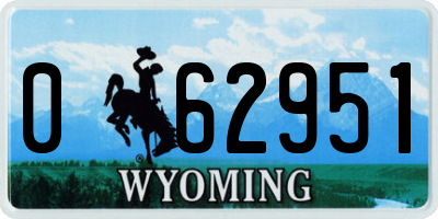 WY license plate 062951