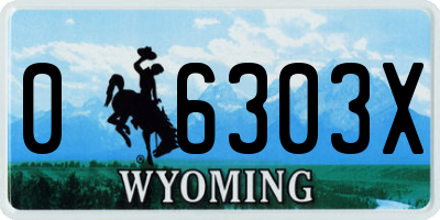 WY license plate 06303X