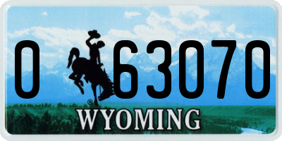 WY license plate 063070