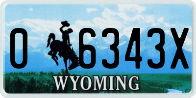 WY license plate 06343X
