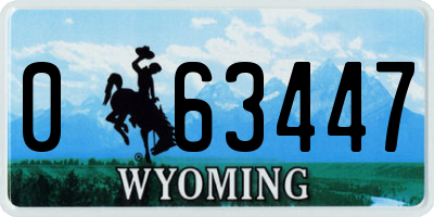 WY license plate 063447