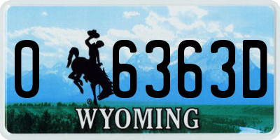 WY license plate 06363D