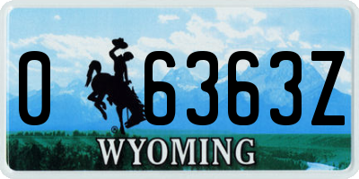 WY license plate 06363Z