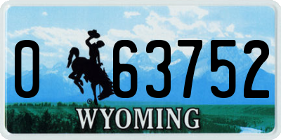 WY license plate 063752