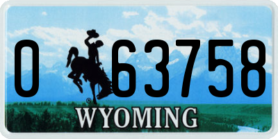 WY license plate 063758