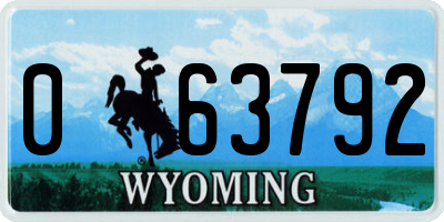 WY license plate 063792