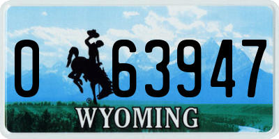 WY license plate 063947