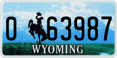WY license plate 063987