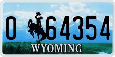 WY license plate 064354