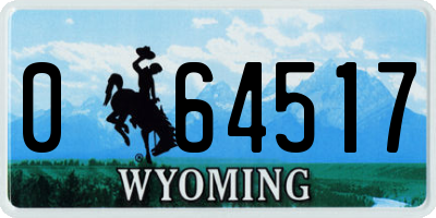 WY license plate 064517