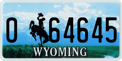 WY license plate 064645