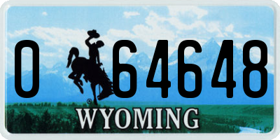 WY license plate 064648