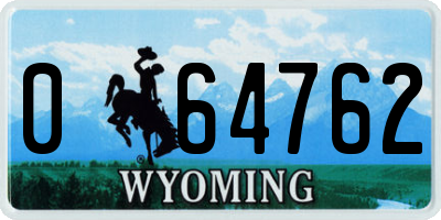 WY license plate 064762