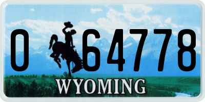 WY license plate 064778