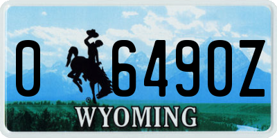 WY license plate 06490Z