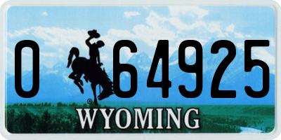 WY license plate 064925