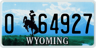 WY license plate 064927